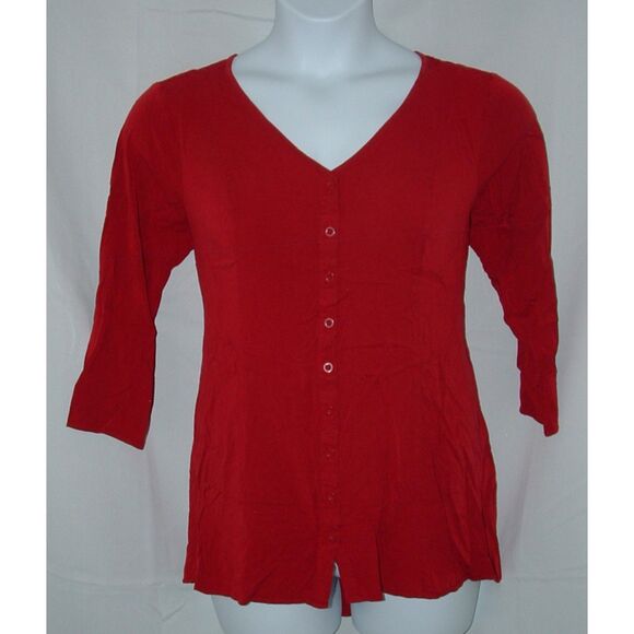 Torrid Tops - TORRID Red Plus Sz 1X Casual Wear Soft Stretchy Mock Button Up Popover Shirt